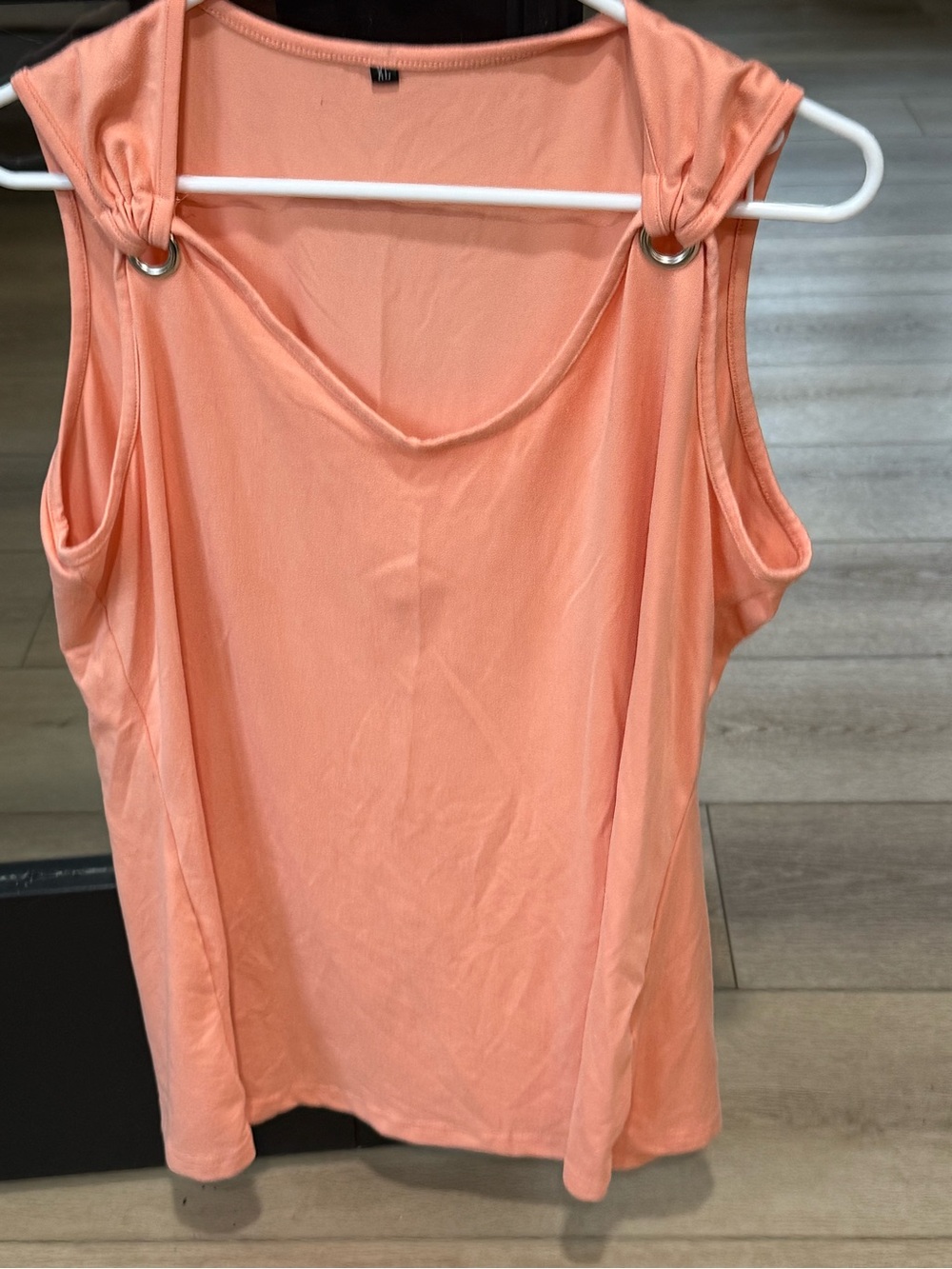 Sleeveless Ring-Detail Coral Tank Top